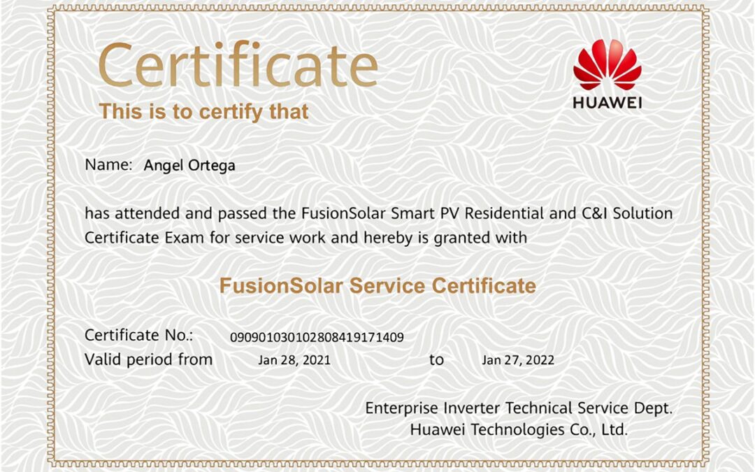 fusion solar certificate