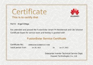 fusion solar certificate